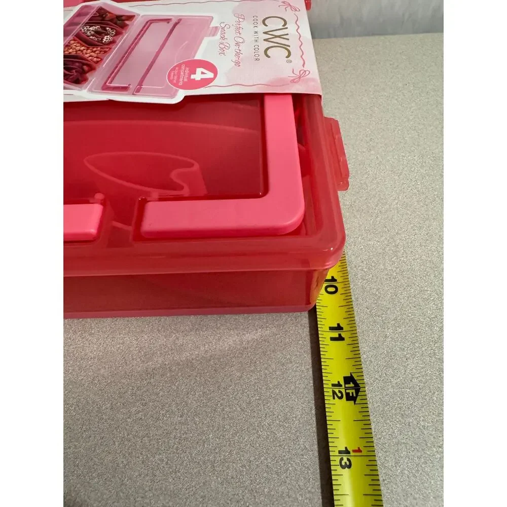 Cook with Color Red Heart Shaped Snack Box Container Compartment Snackle Box NWT